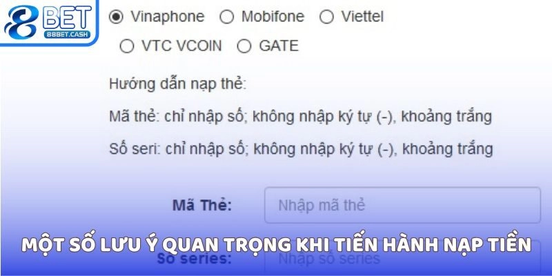 Một số lưu ý quan trọng khi các thành viên tiến hành nạp tiền vào tài khoản