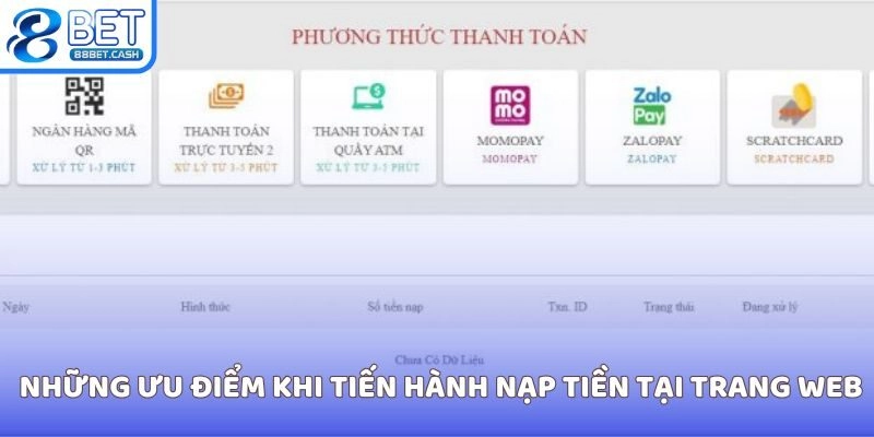 Những ưu điểm khi người chơi tiến hành nạp tiền tại trang web